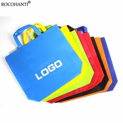 100x Custom LOGO Eco Reusable Foldable Non-woven Fabric Gift Bag Non Woven Shopping Tote Bag with Handle for Supermarket Grocery