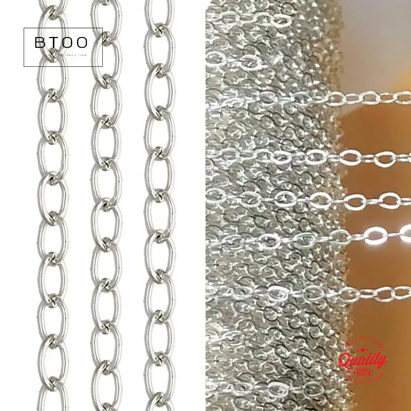 

1.3mm Flat Cable Chain 925 Sterling Silver Unfinished Jewelry Chain for DIY Silver Jewelry Making