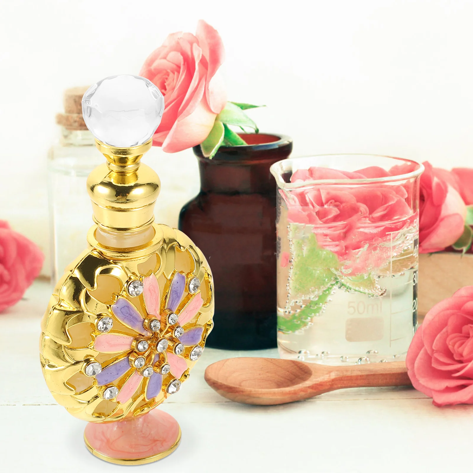 ขวดน้ำหอมเปล่า 30 มล. ขวดแก้วแบบเติมได้สำหรับเดินทาง ขวดน้ำมันหอมระเหยสไตล์วินเทจ ภาชนะเก็บน้ำหอมแบบพกพา