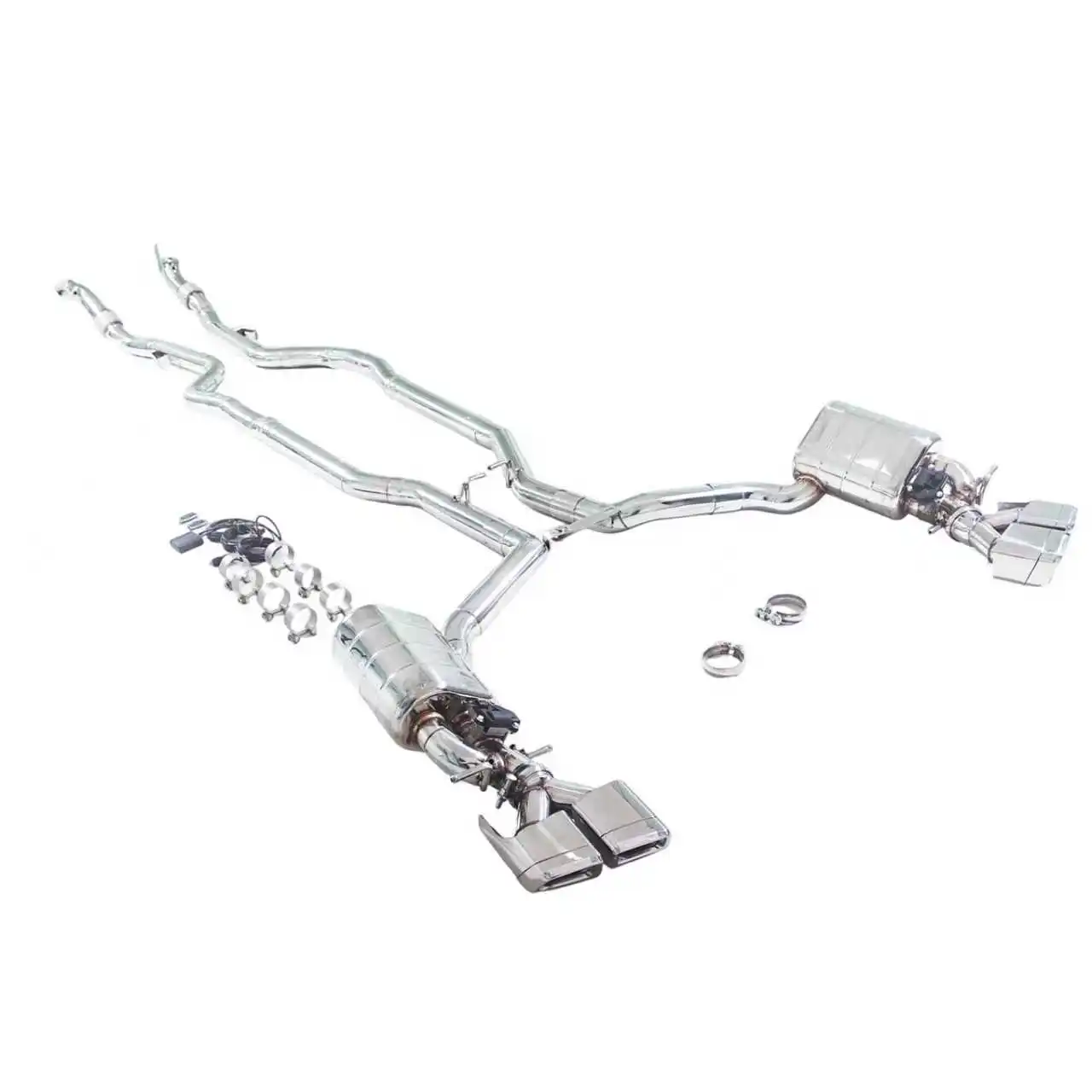 GFC/ for 2013 Mercedes-Benz CLS63 5.5T catless downspout + Catback stainless steel performance valve exhaust AMG four out