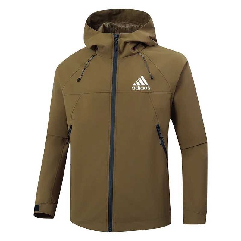 في عام 2025، معاطف رجالية مطبوعة بغطاء للرأس وسحاب، سترات مقاومة للماء سريعة الجفاف، ستكون ملابس رياضية للربيع والخريف #1