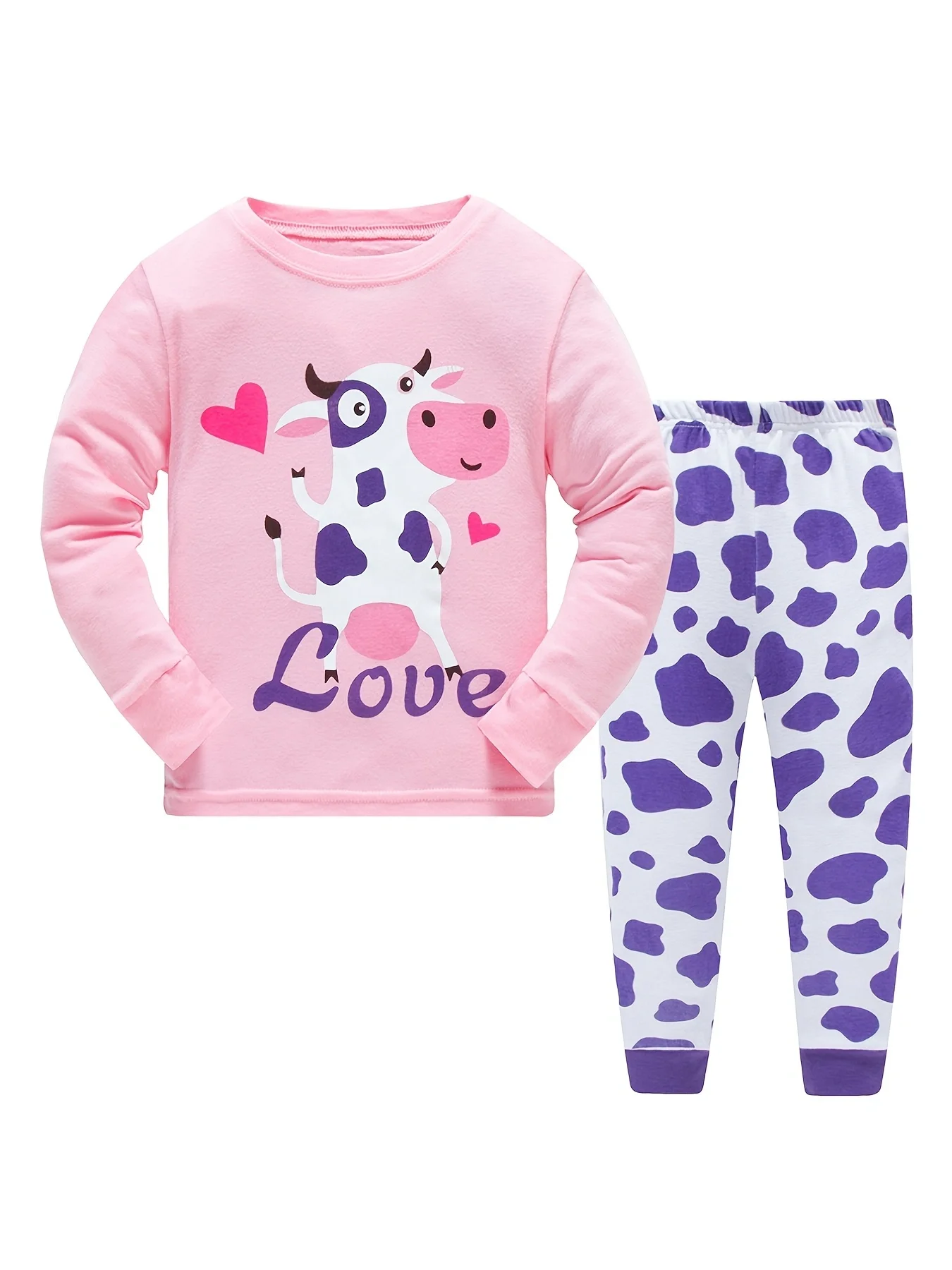 Girls' Cows Printed Pajamas Set,2-Piece Homewear