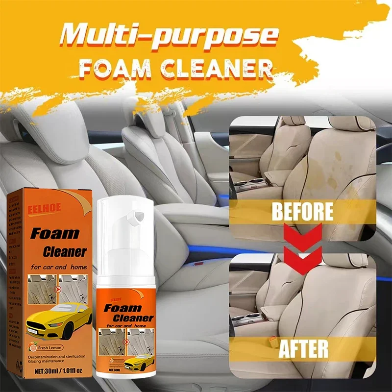 

Multi-Purpose Foam Cleaner Spray Leather Cleaning Auto Home Surfaces Foam Cleaners for Car Wash Maintenance 30ml