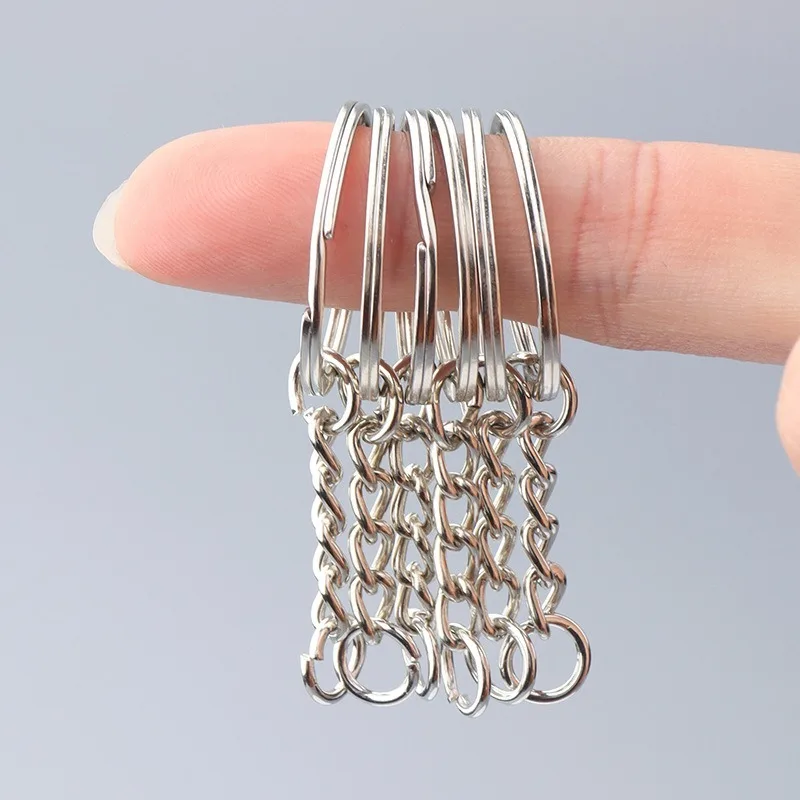 100/50Pcs Metal Blank Keyring Split Rings Keyfob Key Rings Lobster Clasp Keychain Keys Pendant Ring Car Key Stainless Steel Ring