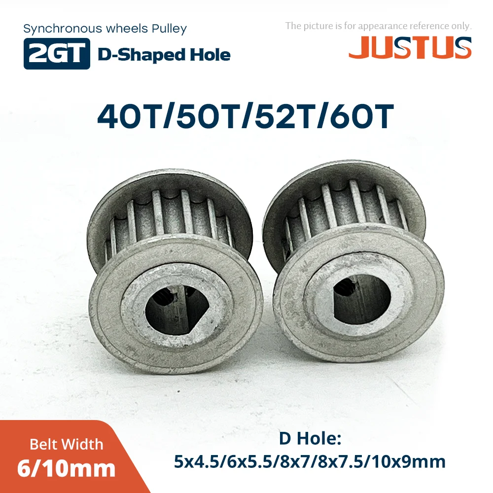 

2GT 40T 50T 52T 60T Timing Pulley D Hole 5x4.5 - 10x9mm High Torque Synchronous Pulley for GT2 Belt width 6/10mm