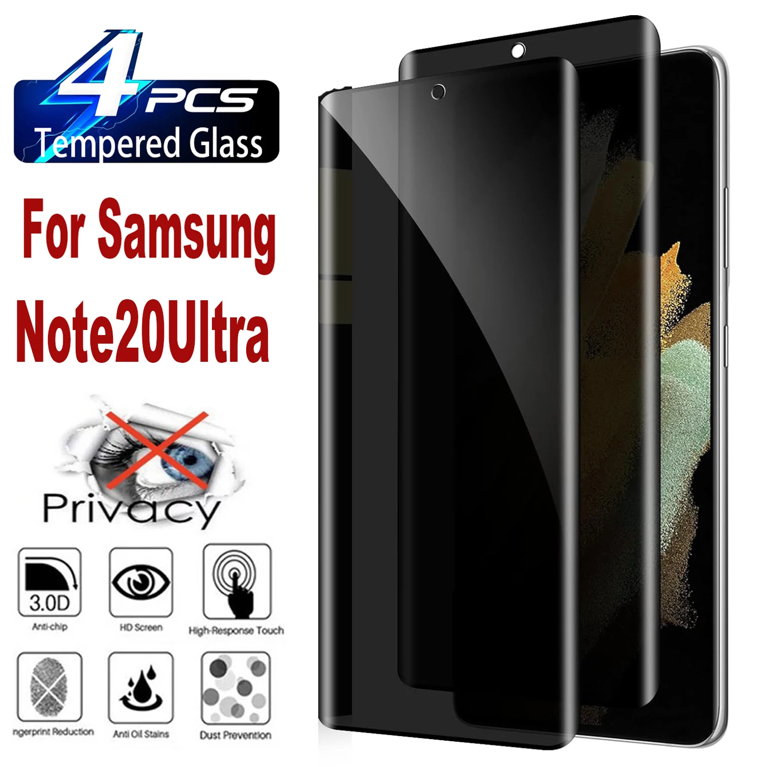 

2/4Pcs Anti Spy Tempered Glass For Samsung Galaxy Note 20 Ultra 5G Note 20 Note 10 + Privacy Screen Protector Glass