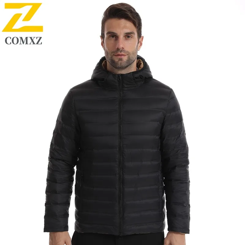 COMXZ قسط بسيط الرجال أسفل سترة التزلج في الهواء الطلق سميكة الدافئة سترة الحضرية الشارع نمط ضوء دافئ شتاء جديد سترة مبطنة #1