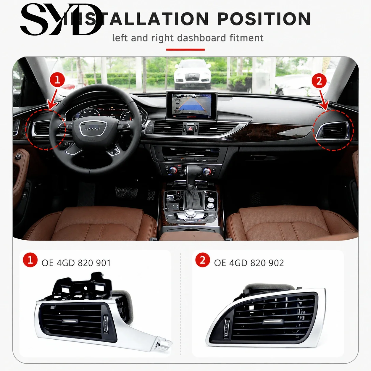 Front Dashboard AC Air Conditioning Vent Outlet Grille Louver OE 4GD820901 Direct Replacement For Audi A6 C7 2012-2018