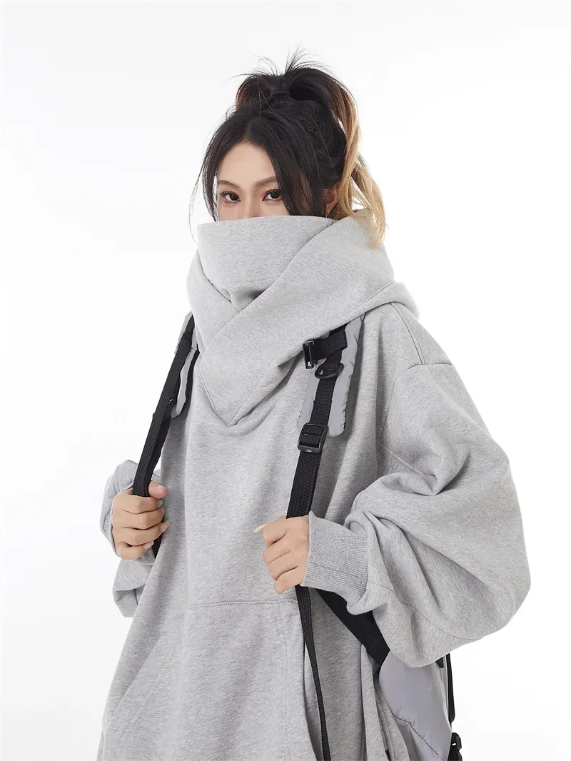 Herren-Kapuzenpullover in einfarbiger Ausführung, im Ninja-Stil, Vintage-Sweatshirt mit Fleece-Futter, japanischer Hip-Hop-Streetwear, Oversize-Modell, große Größe, mit Kapuze. – Detail 5