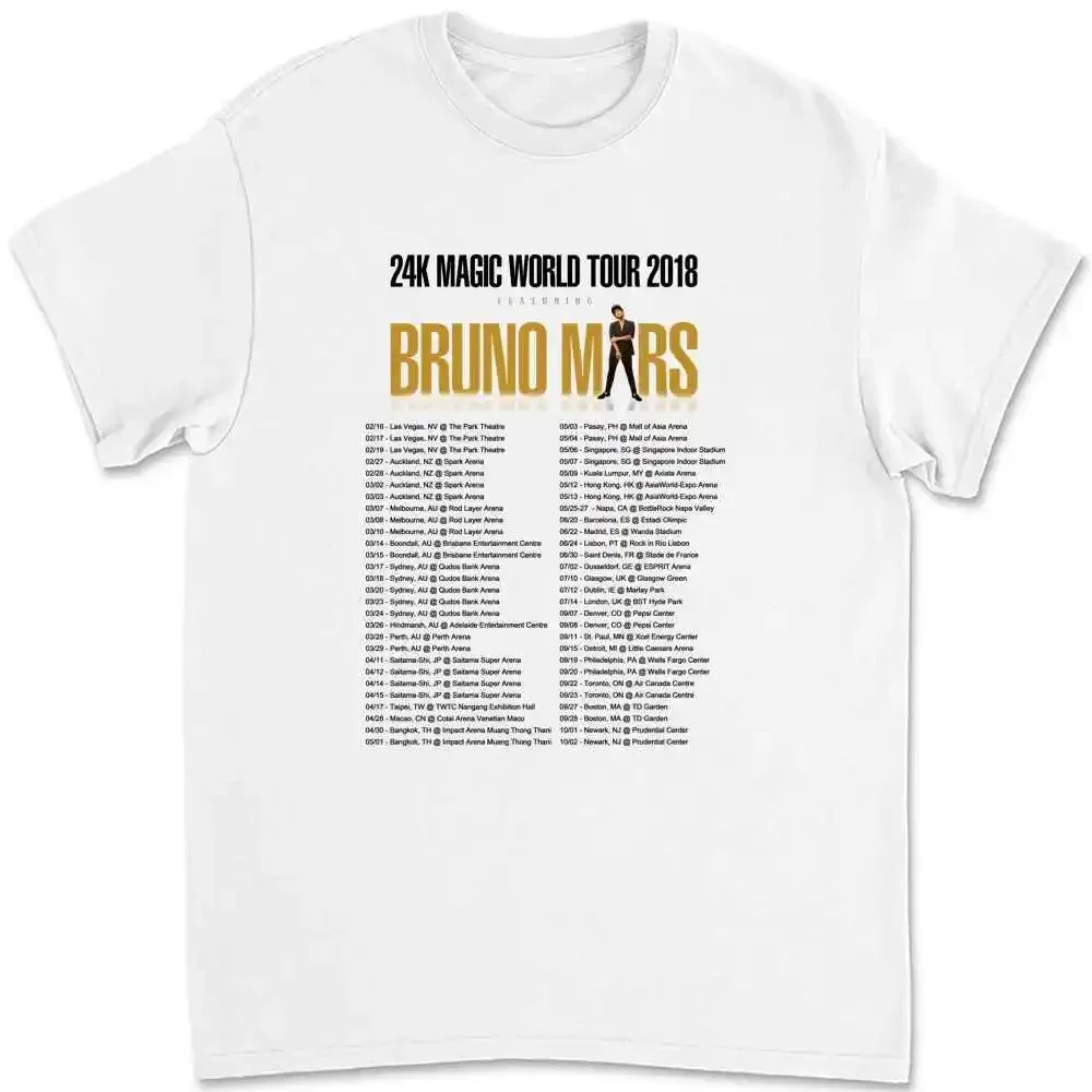 Bruno Mars 24K Tour du monde magique 2018 T-shirt BDHZ