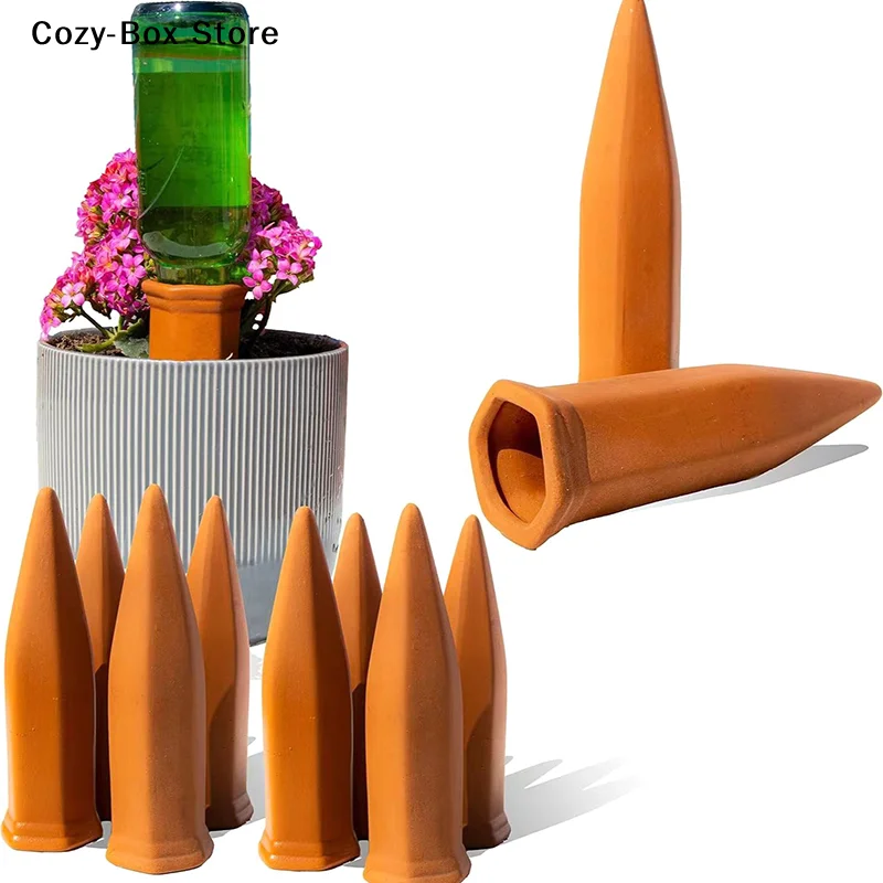 4Pcs Plant Self-Watering Stakes Terracotta Automatic Plant Waterer Devices Auto-Water Irrigation System For Indoor   JJ2358