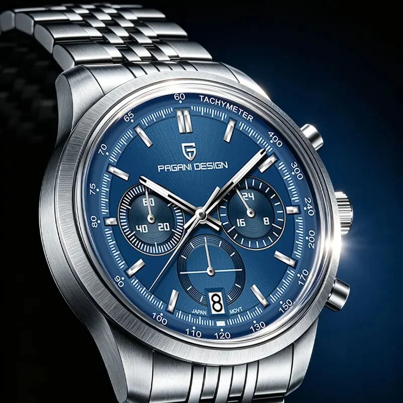 2026 New PAGANI DESIGN PD-1827 Men's Luxury Chronograph Quartz Watch for Men |   Japan TMI VK63 Quartz Movement |   Stainless St