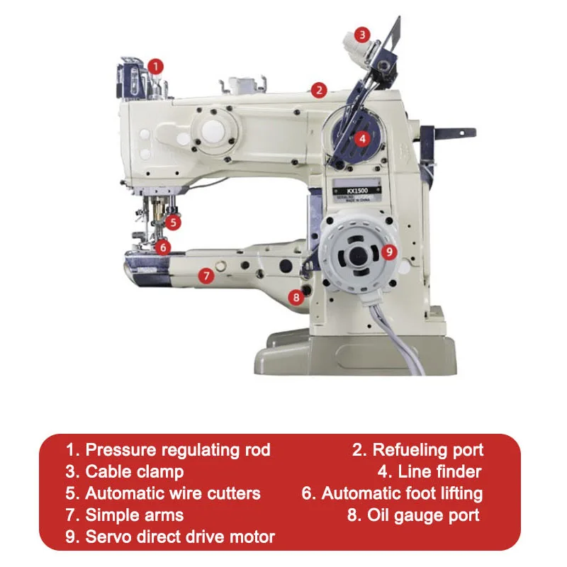 KX1500 Vertical Manual Sewing Machine Multi-Function Multi Needle Embroidery Tools Automatic Fuel Supply Apply To Clothing 220 V