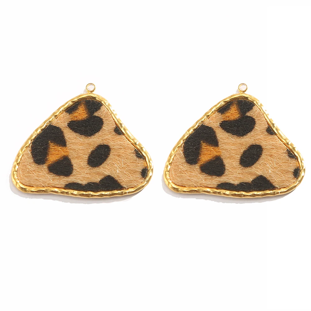 

1PCS Stainless Steel Vintage Leopard Print Triangle Charms Pendant for DIY Jewelry Making Earring Necklace Connector Accessories