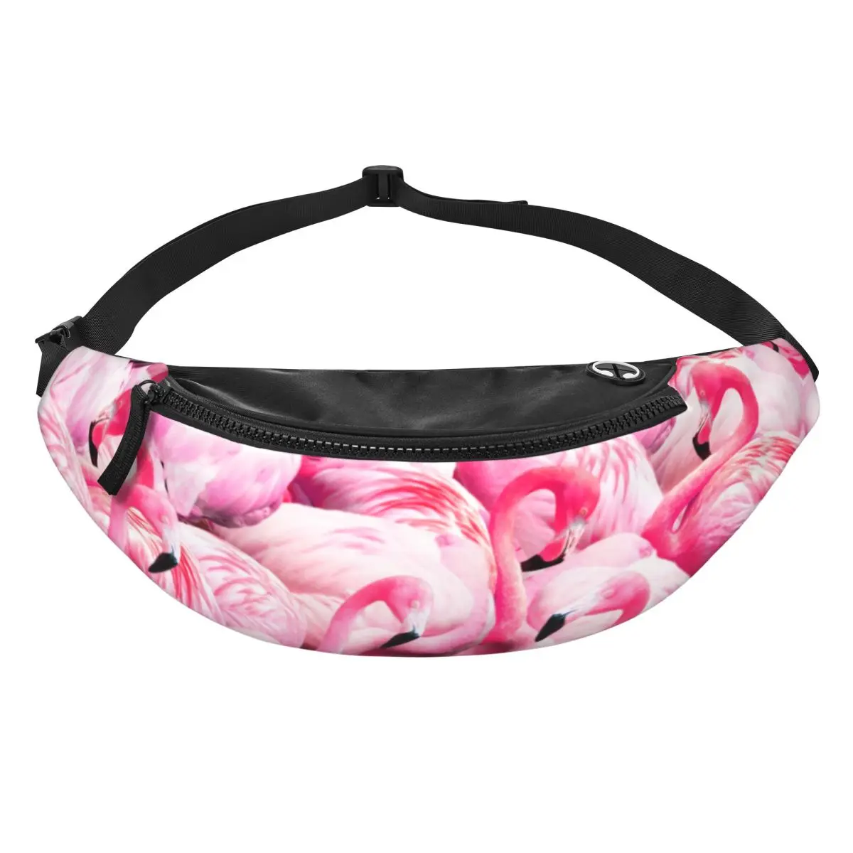 Custom Cartoon Flamingo Fanny Pack for Women Men Fashion Cartoon flamingo Crossbody Waist Bag Cycling Camping Phone Money Pouch