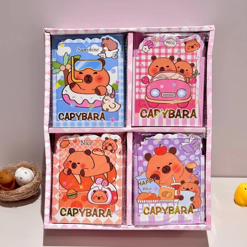 8/24pcs Kawaii Capybara Board Clip Memo Cute Portable Note Book Diary Planner Stationery Gift School Supplies