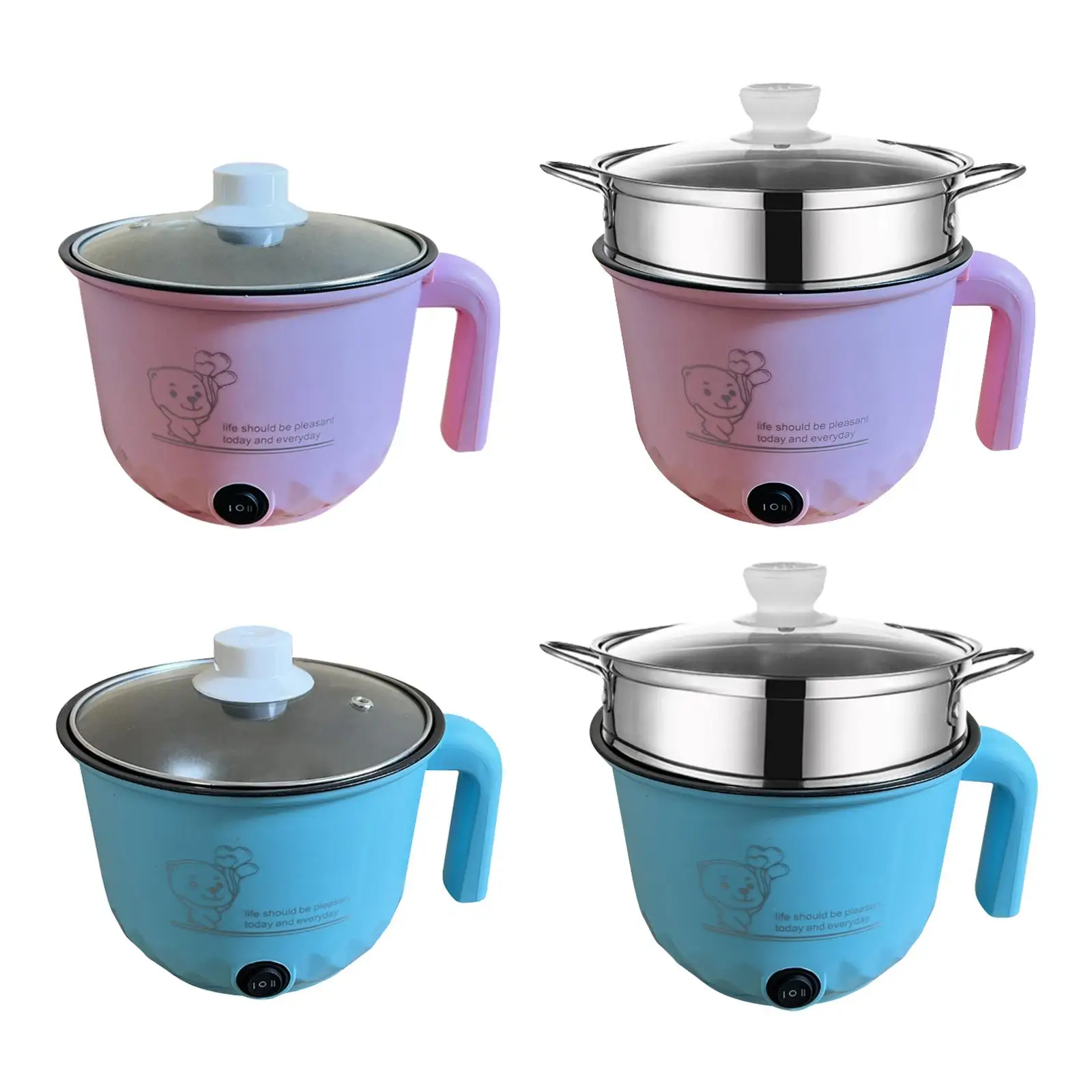 Olla caliente eléctrica antiadherente, aparatos de cocina de 1,8 L para freír huevos, Ramen