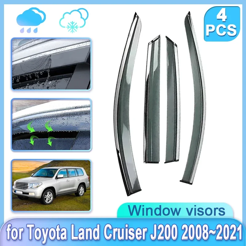 4x Window Door Visor For Toyota Land Cruiser J200 FJ200 LC200 Lexus LX570 450d Roraima 2008~2021 Guard Shades Car Accessories