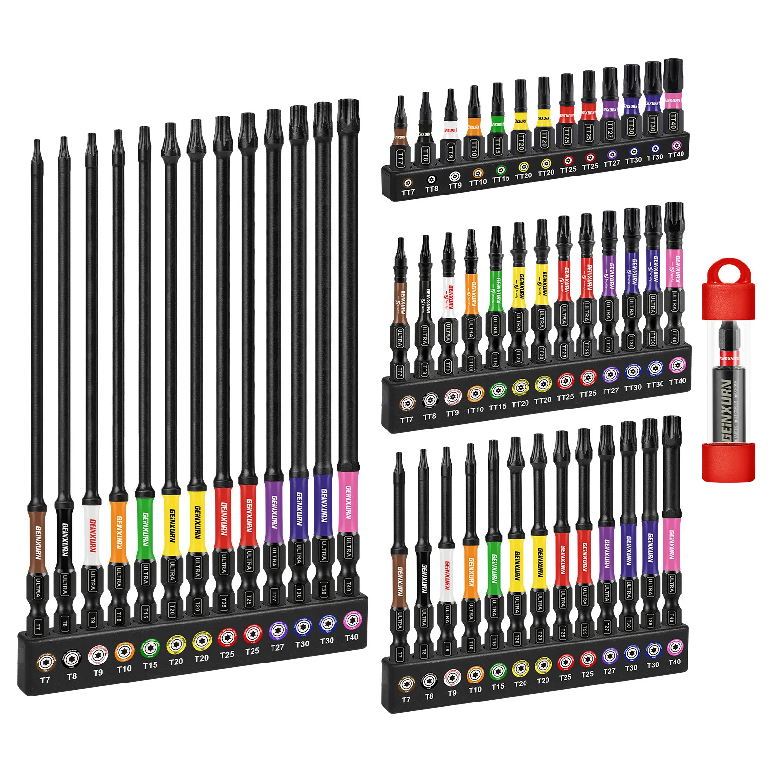 Geinxurn 53Pcs Magnetic Star Torx Screwdriver Bits Set (T7-T40), S2 Steel 1/2/3/6