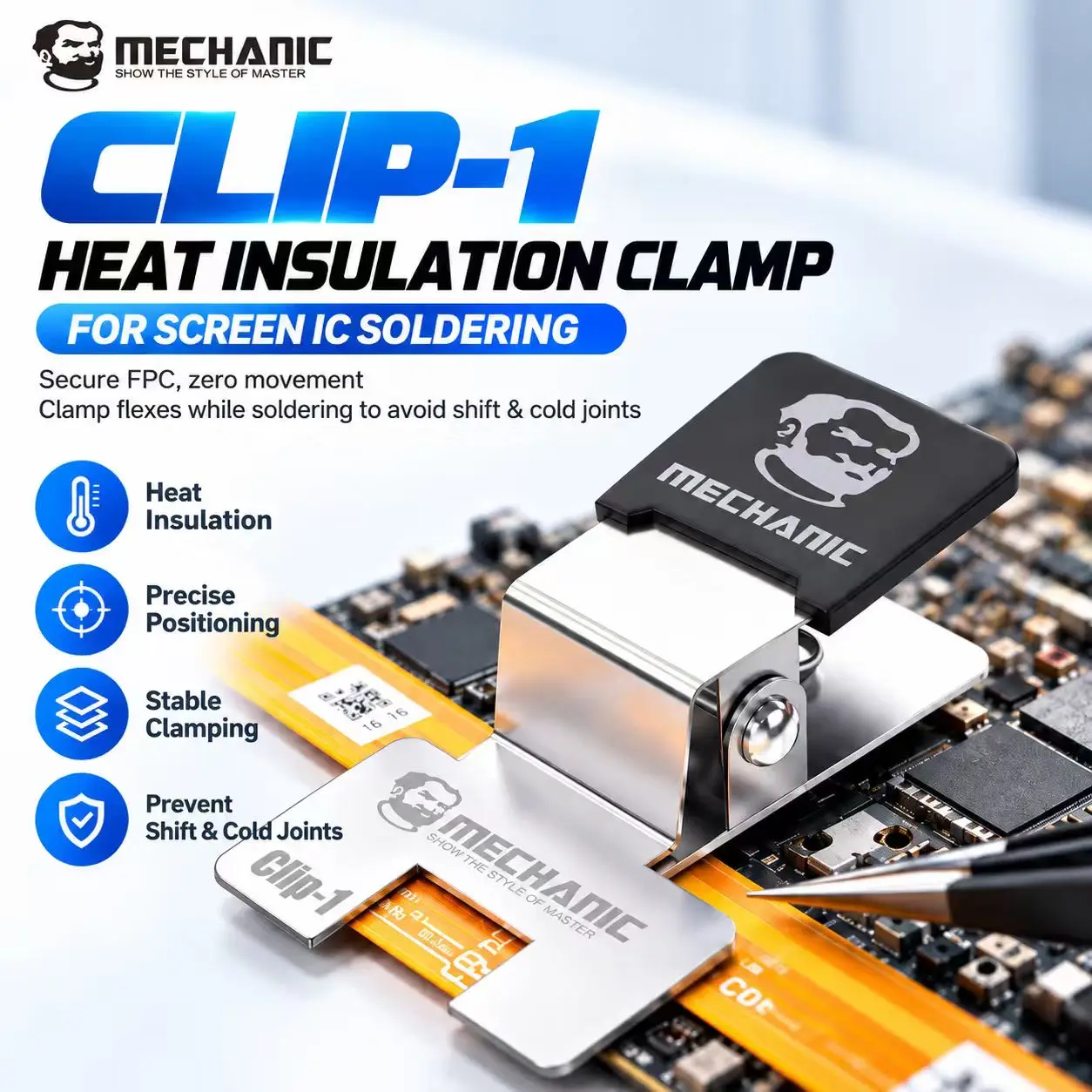 MECHANIC Clip-1 Heat Resistant FPC Flex Cable Clamp Soldering Heat Insulation Shield For Phone Screen PCB Repair