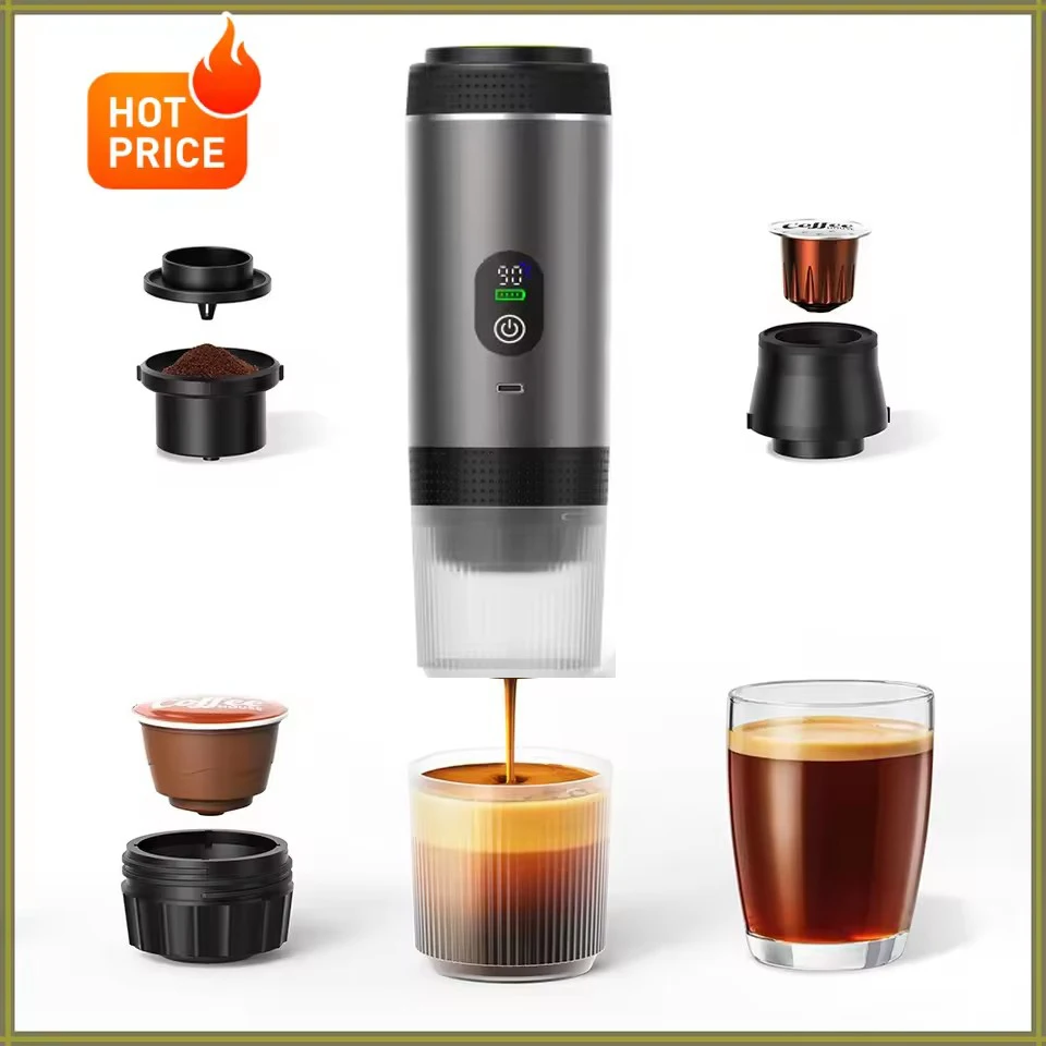 High Quality 3-in-1 charging Italian-style espresso capsule coffee machine, outdoor portable and heatable coffee maker