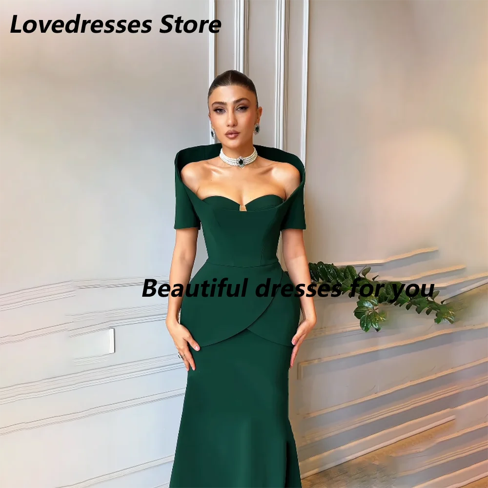 

Customized Mermaid Evening Dress Fashion Green Off Shoulder Sweetheart Neck Jersey Long Formal Party Gown Prom Dresses