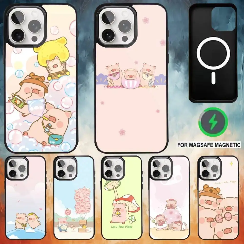 

C-Cartoon Lu-Lu P-Pigs Phone Case For iPhone17,16,15,14,13,12,11 Plus,Pro Max Magnetic Magsafe Wireless Charging