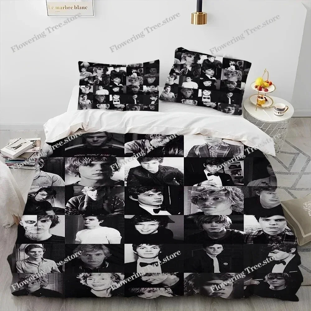 Cute Evan Peters Movie TV Actor Bedding Set Duvet Cover Bed Set Quilt Cover Pillowcase Comforter king Queen Size Boys Adult