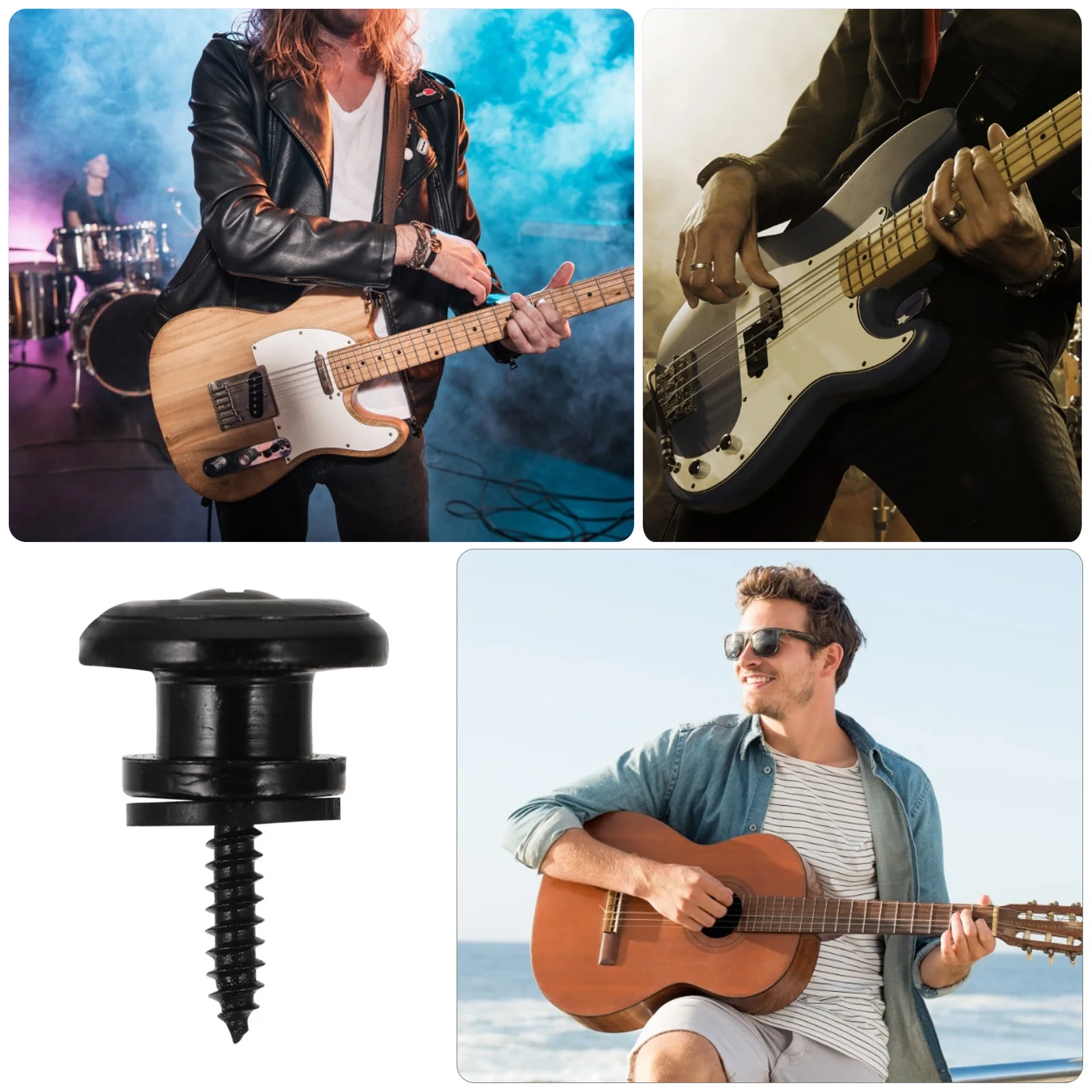 

4Pcs Guitar Belt Buckle Metal Strap Button Secure Mushroom Head Design for Acoustic Classical Electric Guitar Non-Slip Tail Nail