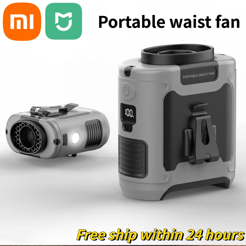 

Xiaomi Mijia 10000 mAh Portable Waist Fan Hanging Neck Fan Strong Wind with Power Bank LED Lighting for Courier Outdoor Working