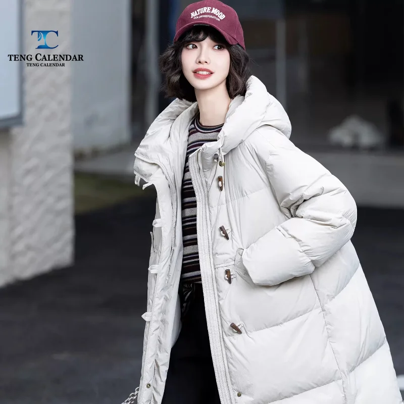 Long Down Jacket, Fashionable and Versatile Casual Hooded Thick Coat, Women's 2026 Winter New Style