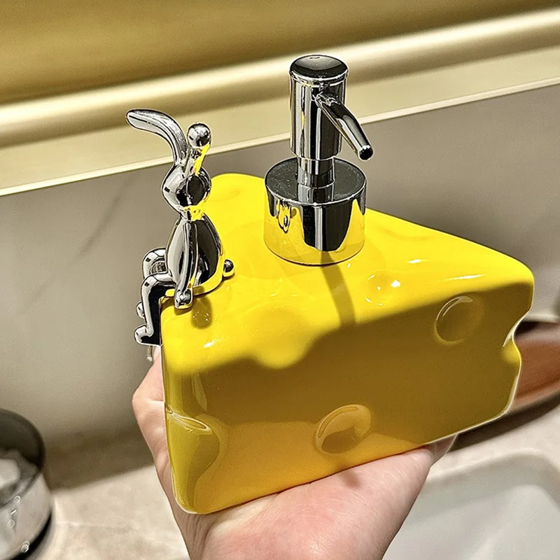 Creative Ceramic Cheese Soap Dispenser Household Hand Sanitizer Bottle Bathroom Shower Gel Emulsion Bottle Bathroom Decoration