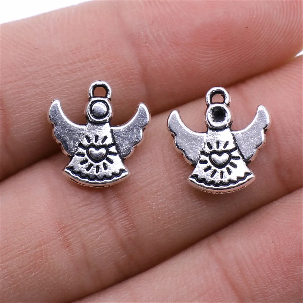 

40pcs 13x13mm Angel Charms Antique Silver Plated For Jewelry Making Zinc Alloy Charms Pendant DIY Jewelry Components