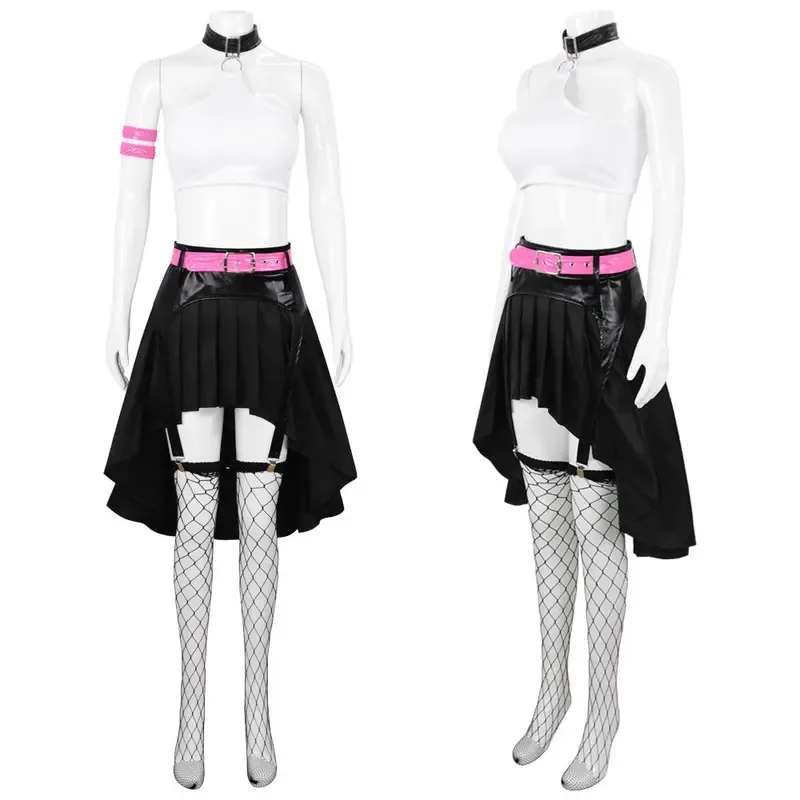 만화 영화 필름 레드 원피스 나미 코스프레 의상 탑 스커트 벨트 슈트 애니메이션 코스프레 할로윈 의상 여성용