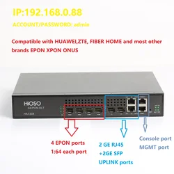 HIOSO Mini 4-Ports OLT EPON, COMPATIBLE HUAWEI, ZTE, XPON, ONUS ONTS