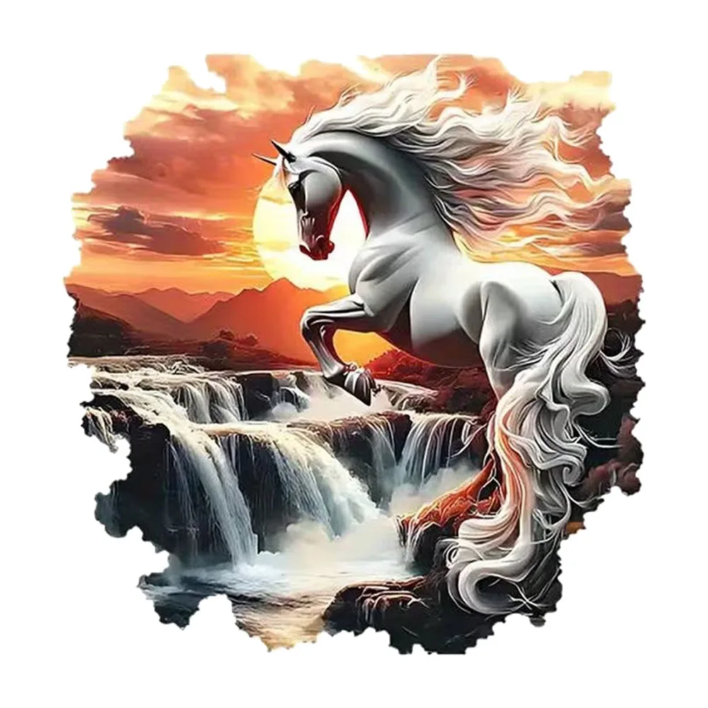 White Pegasus Waterfall Sunset Self-Adhesive Stickers, Bedroom Entryway Living Room Porch Home Decoration Wall Stickers