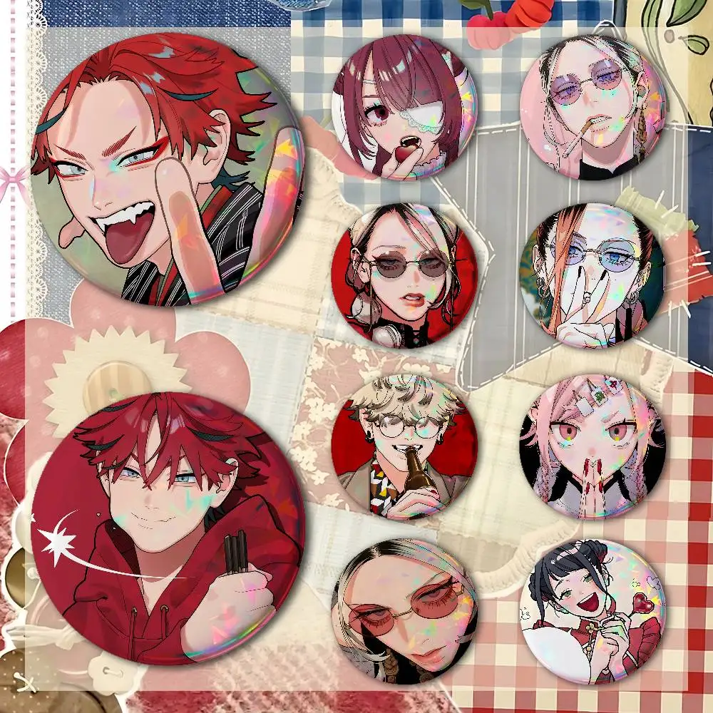 Manga Series Gokurakugai Badges Fashion New Hip Hop Versatile Round Metal Badge Cartoon Pin Gift Wholesale