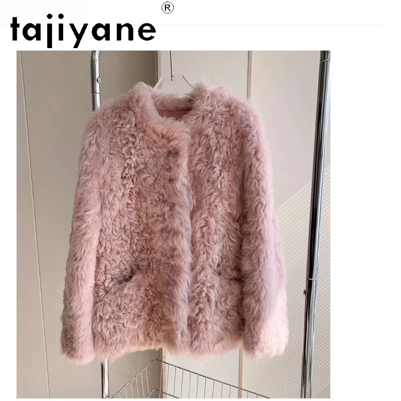 TAJIYANE 100% Natural Tuscany Wool Sheepskin Double Faced Fur Coat Woman Elegant Pink Real Fur Jacket Winter Clothes 2025 шуба