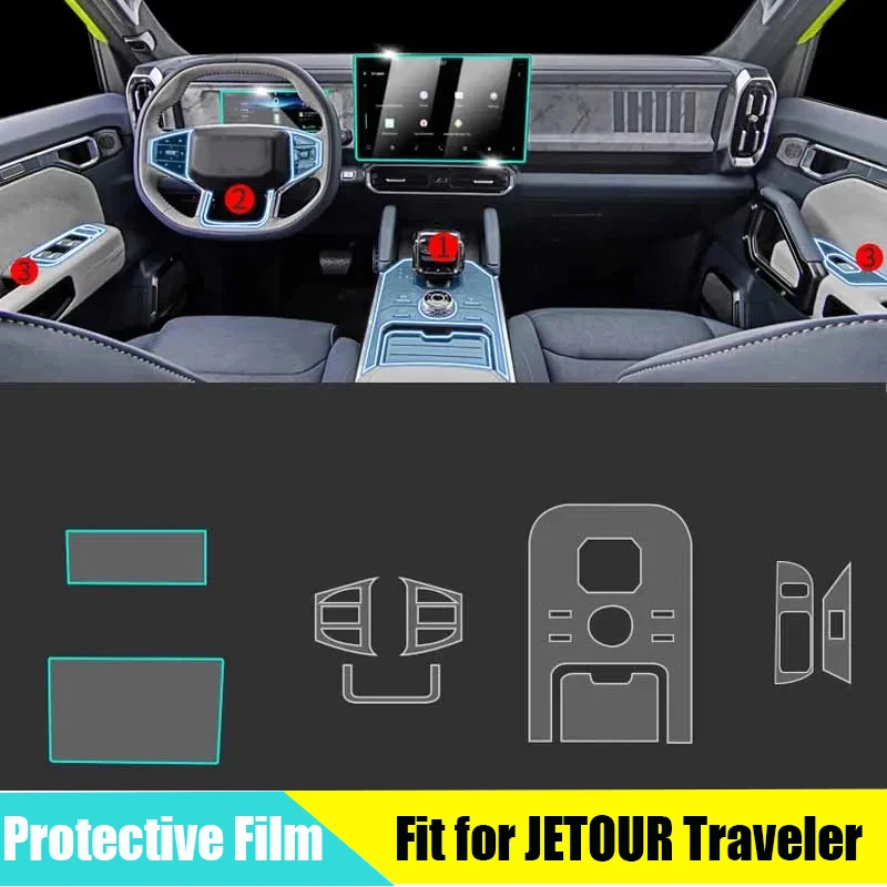 Center Console Transparent TPU Protective Film Suitable for JETOUR Traveler T2 2023 2024 TPU Protective Film Anti-scratc Repair