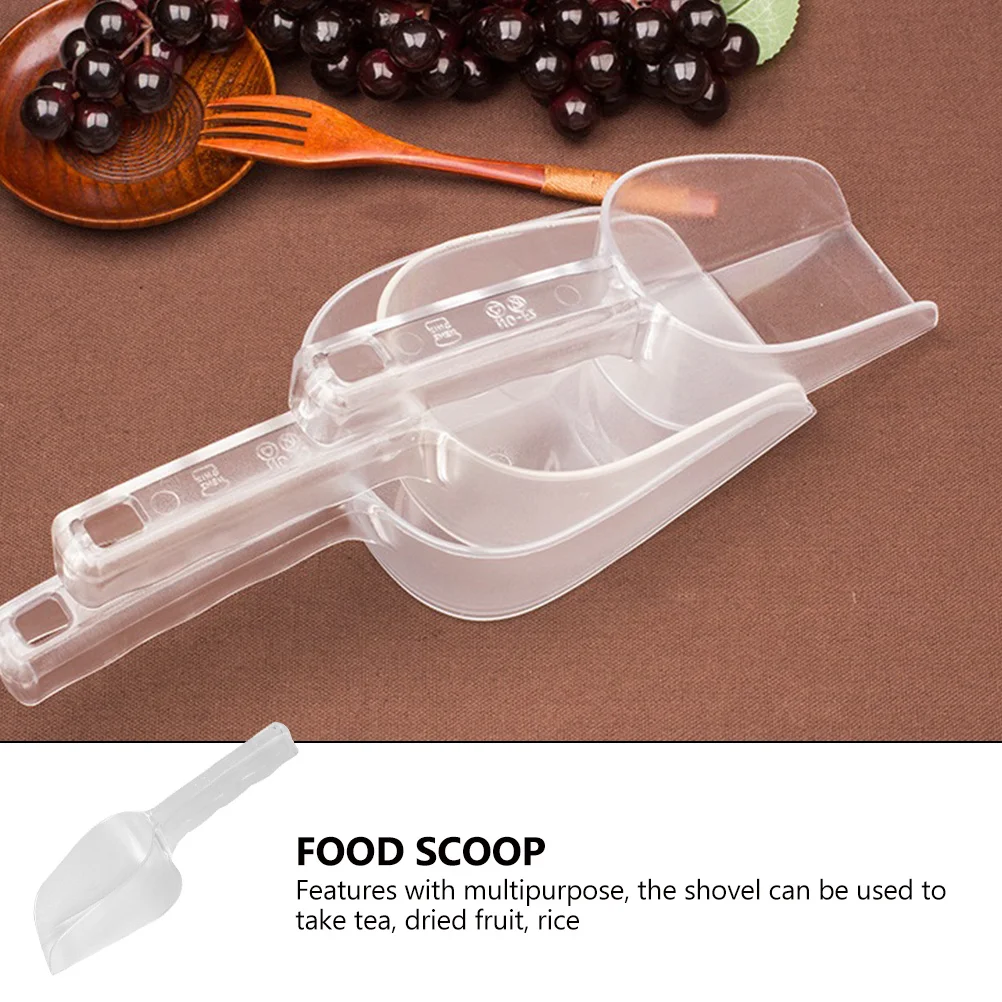 

4pcs Ice Scoop Food Scoop Long Handle Smooth No Burrs For Kitchen Bar Restaurant Dessert Shop Flour Rice Cereals Shovel