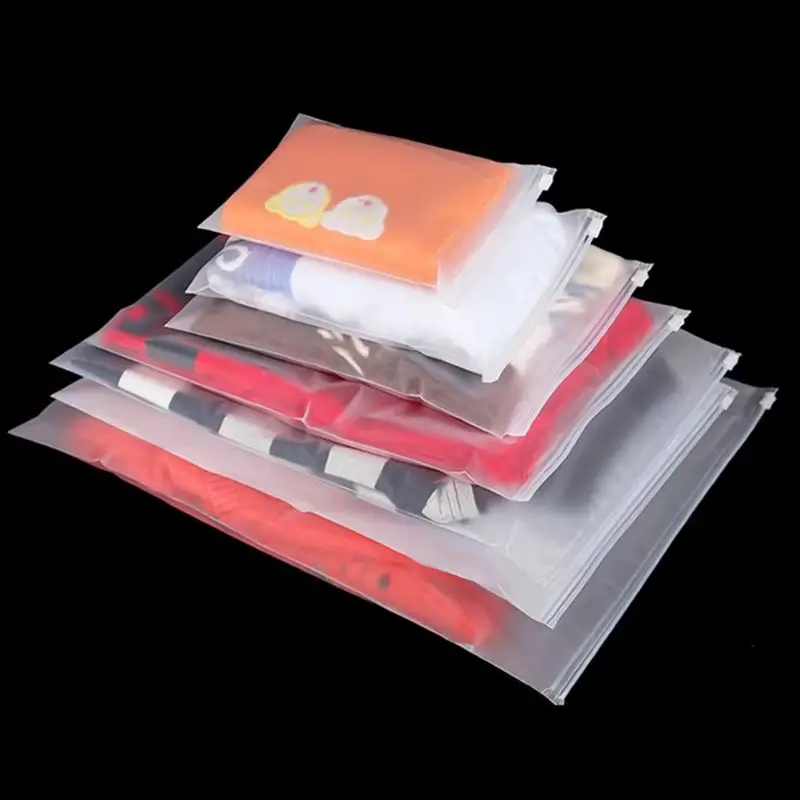 

20 Pcs Frosted Zip-Lock Plastic Bags Transparent Self-Sealing Poly Packaging Close Bags Different Sizes for Storage