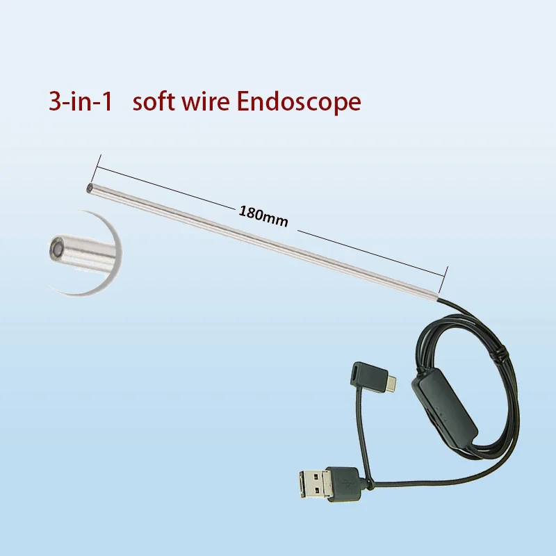 1MP 3.9mm FOV 75° Long Tube Industrial Endoscope Camera for Pipeline Inspection 1.5m USB Type-C Android 3-in-1 Endoscope Camera