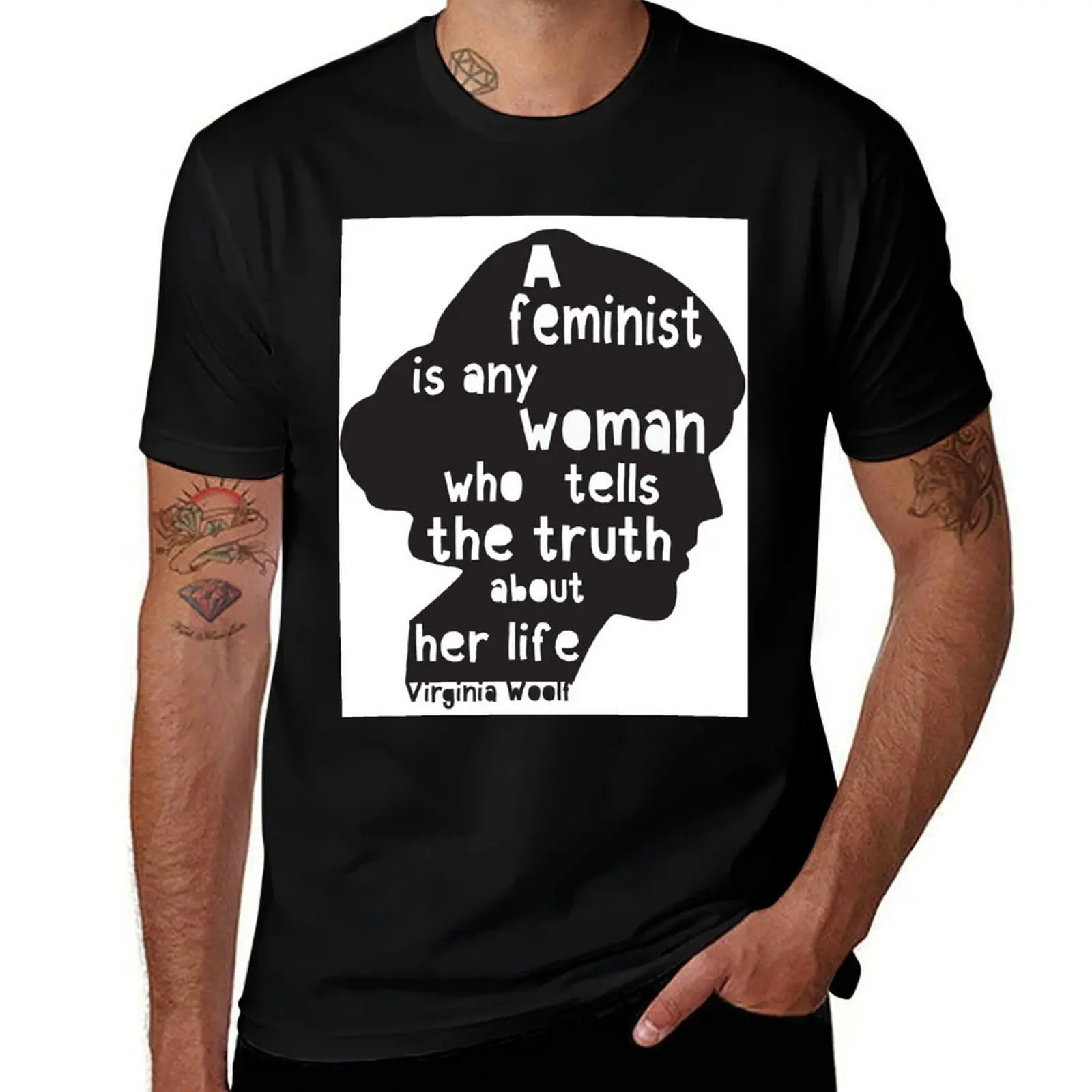 

Virginia Woolf Feminist Quote! T-Shirt Short sleeve tee affliction shirts street wear oversized t shirts for men