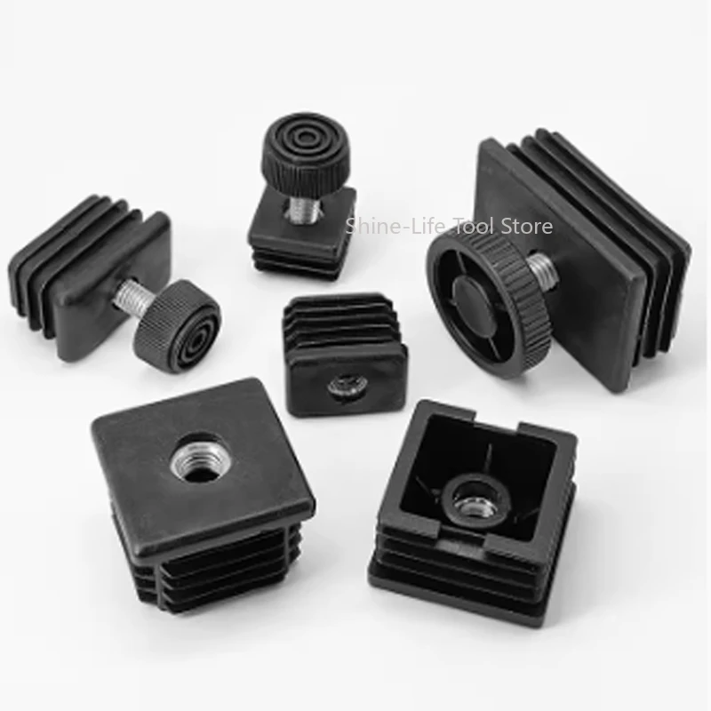 M8/M10 Square/Round Adjustable Height Screw Foot Levelling Pad Nut Plastic Furniture Leg End Caps 20~50mm 20x20mm~50x50mm image 5
