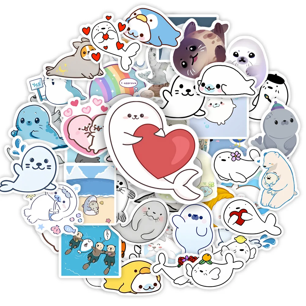 Kawaii Cute Cartoon Seals Stickers DIY Toy Gift Decorative Graffiti Decal for Phone Luggage Laptop Bottles Scrapbook Waterproof