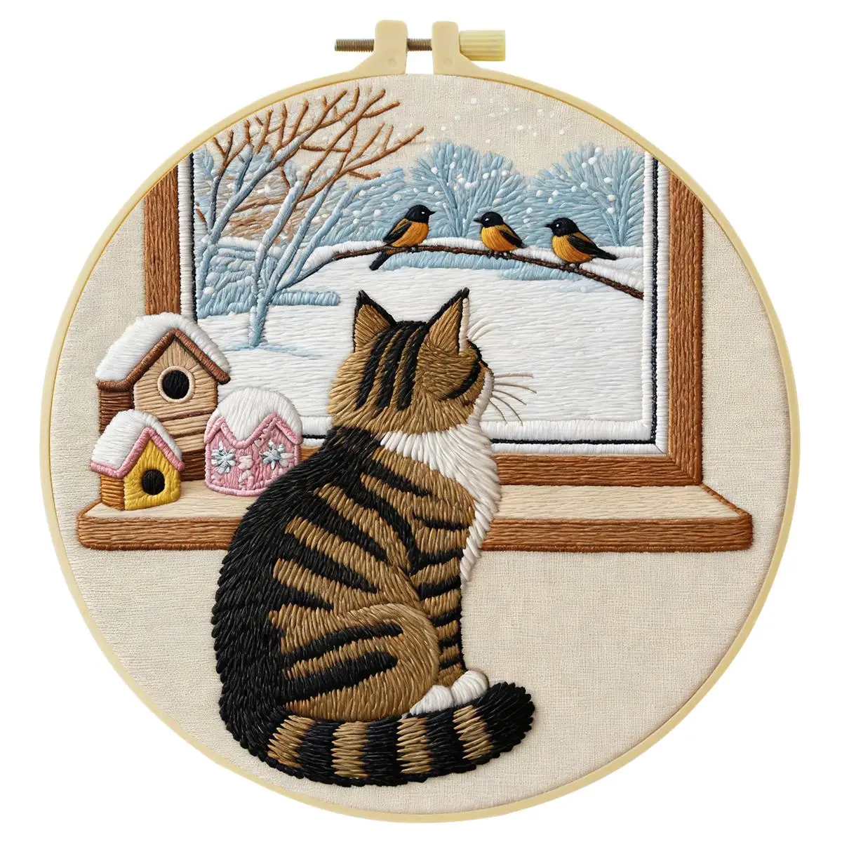 1 Stück 20X20CM/15X15CM 7,87/6,3 Zoll Katzen-Stickerei-Starter-Kit DIY-Kit DIY-Stickerei-Set Handarbeiten Nähkunst Malerei – Detail 3