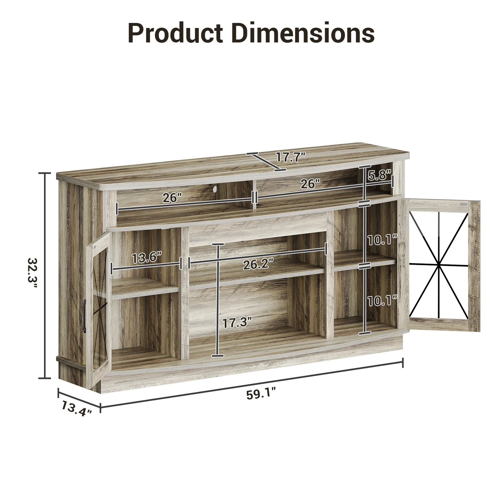 

Living Room TV Stand for TVs up to 65'', TV Cabinet with 2 Acrylic Door, Storage Cabinets, and Adjustable Shelves, TV Stands