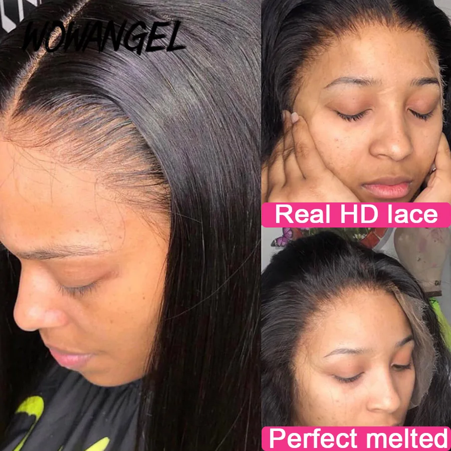 Wow Angel 13x6 HD Lace Frontal Wig Brazilian Straight Lace Front Human Hair Wig Deep Part Pre plucked Fitted Hairline Melt Skins