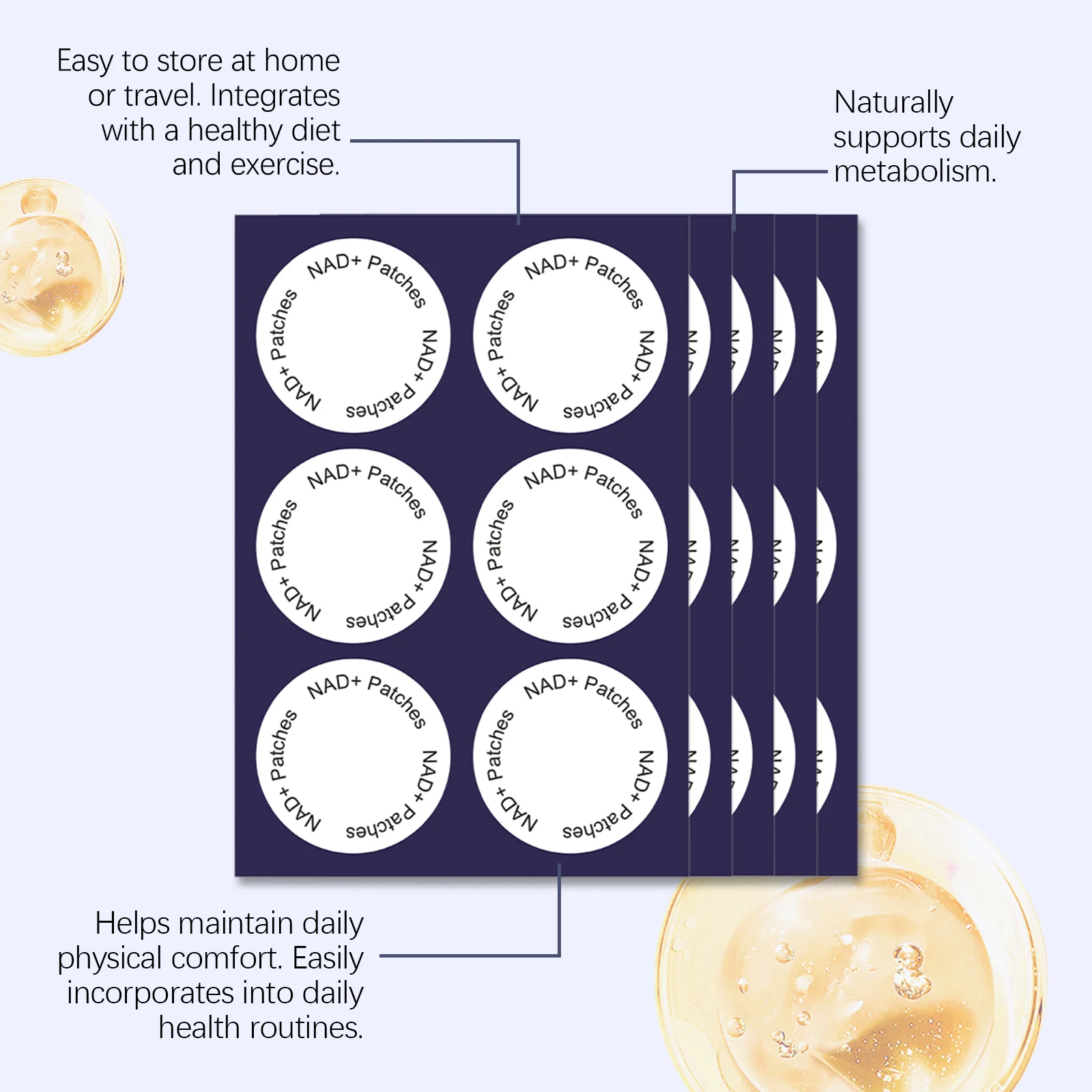 Liposomal Nad Patches Transdermal Absorption Enhance Cellular Energy Regulate Metabolism Weight Management Healthy Aging Patches