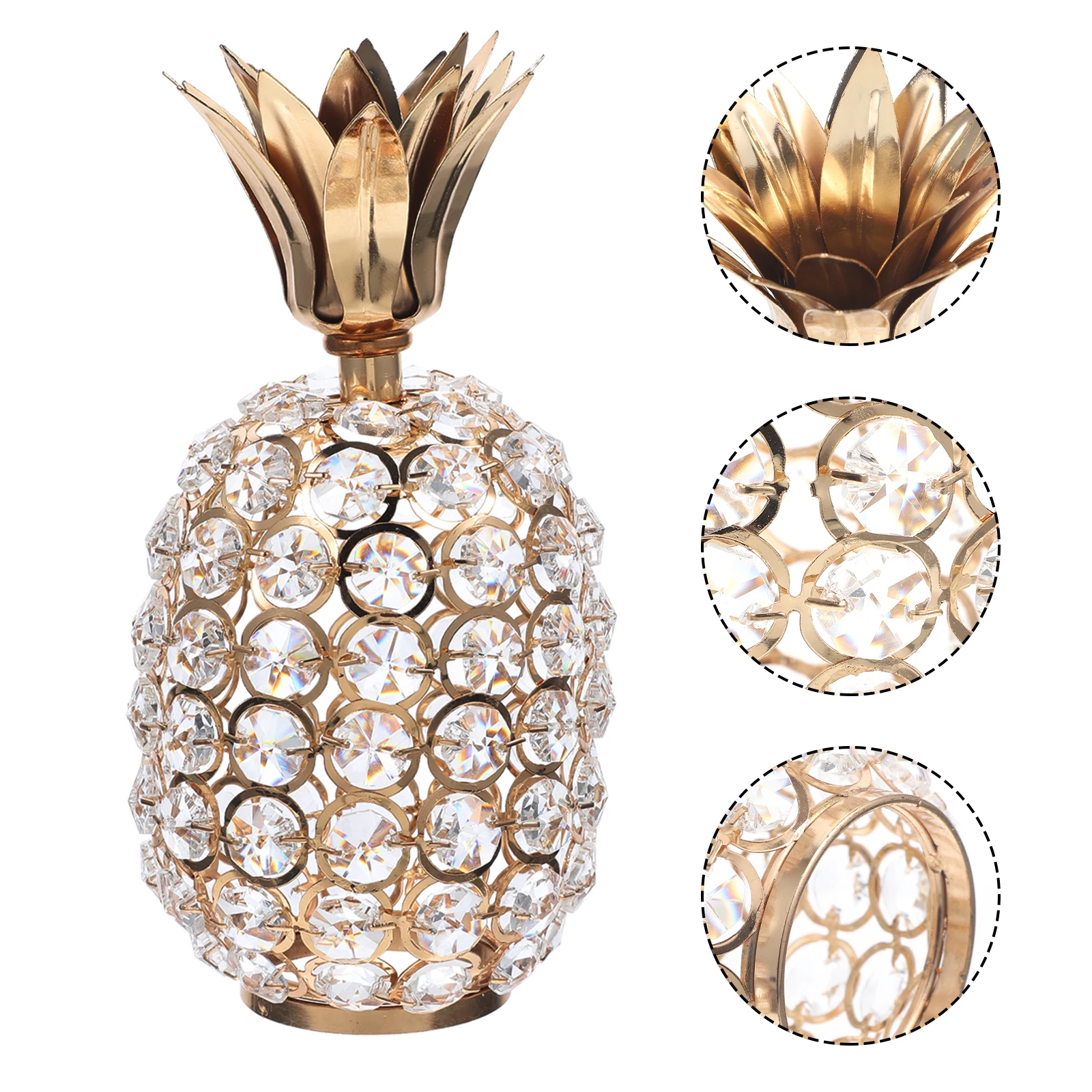 Crystal Pineapple Ornament Home Decor Living Room Office Tabletop Pineapple Figurine Silver Metal Novel Decor Party Supplies